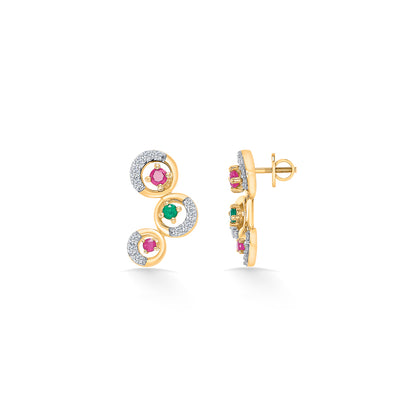 Globes Gold & Diamond Stud Earring For Women
