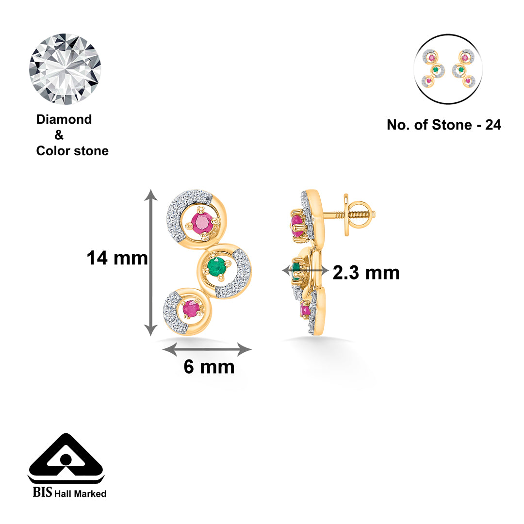globes gold & diamond stud earring for women