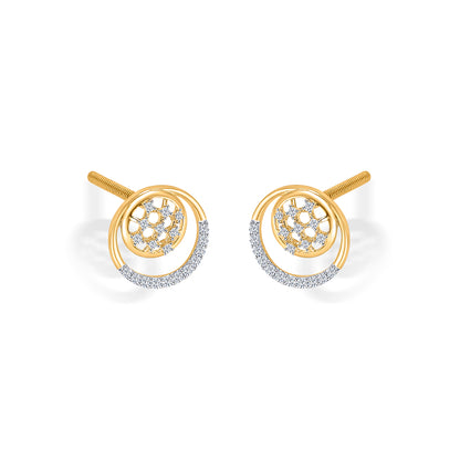 Florette Arc Gold & Diamond Stud Earring