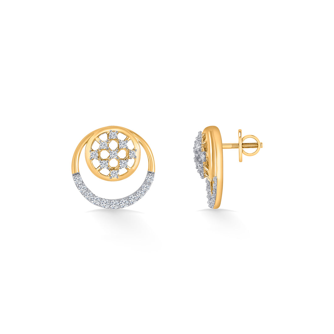 florette arc gold & diamond stud earring