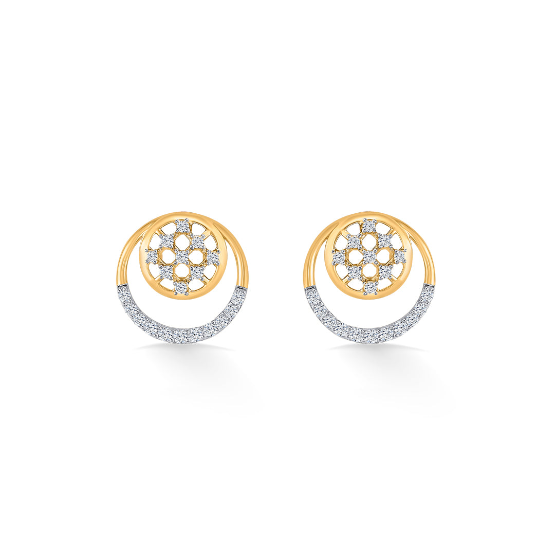 Florette Arc Gold & Diamond Stud Earring