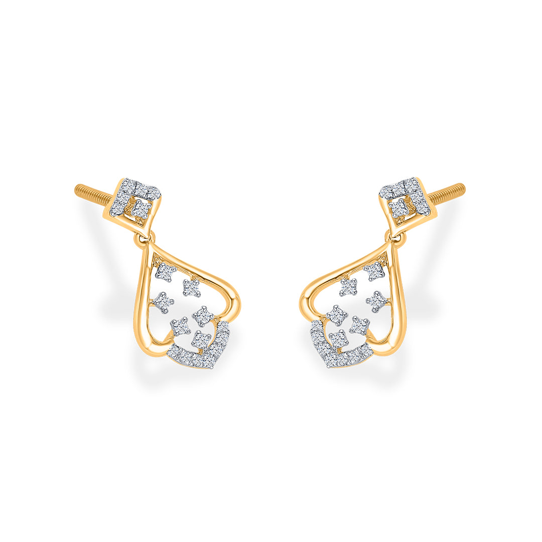 vortex gold & diamond drops & dangler earring for women