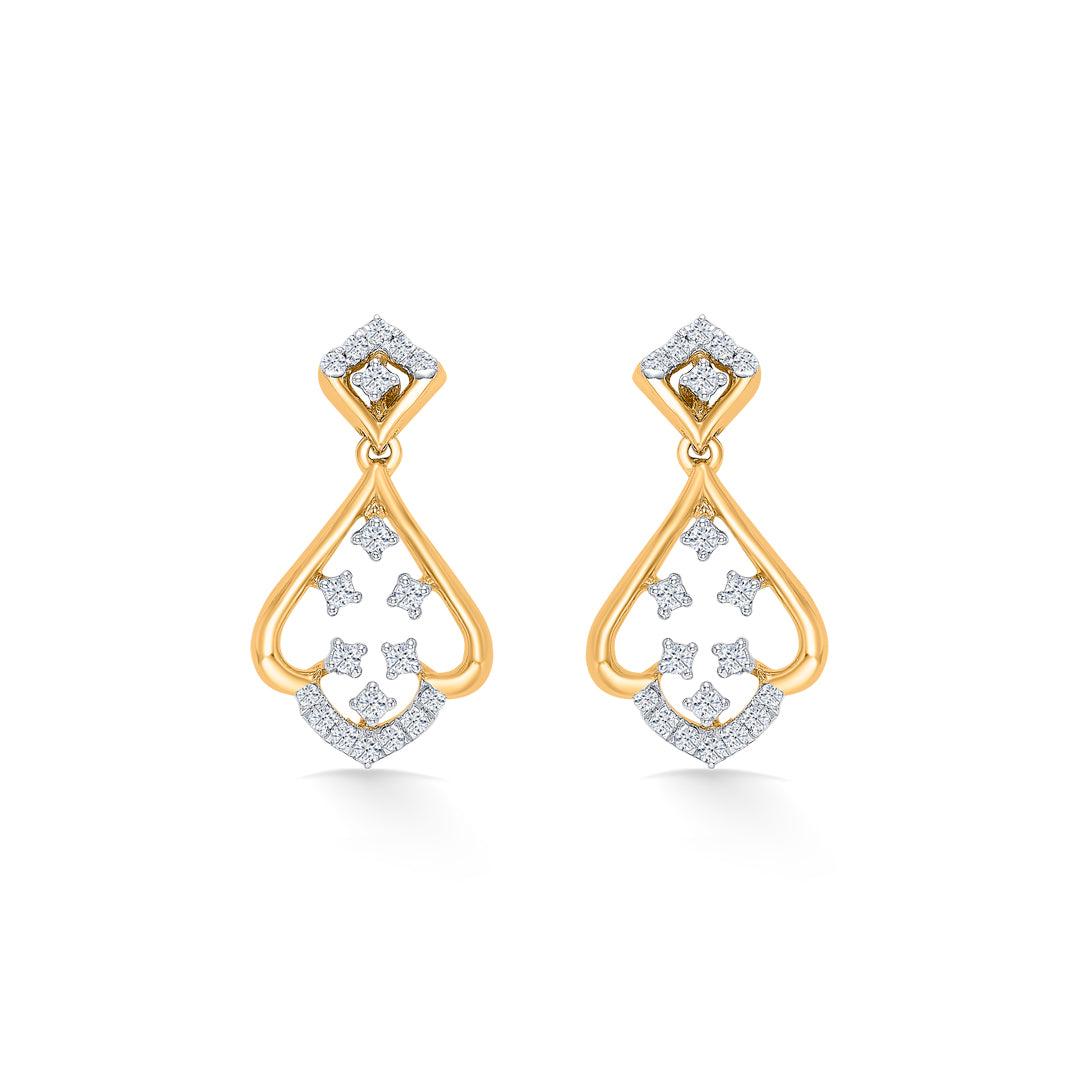 vortex gold & diamond drops & dangler earring for women