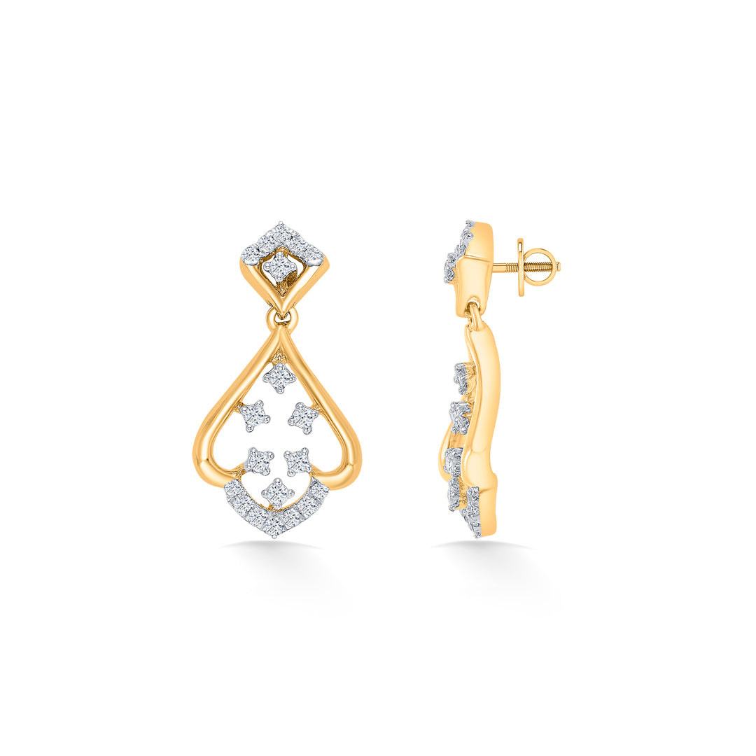 vortex gold & diamond drops & dangler earring for women
