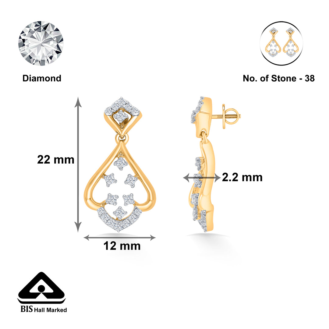 vortex gold & diamond drops & dangler earring for women