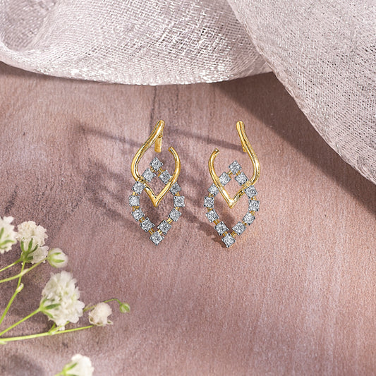 Seraphic Gold & Diamond Stud Earring For Women
