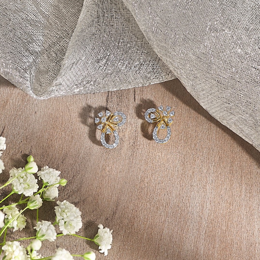 Orna Loop Gold & Diamond Stud Earring