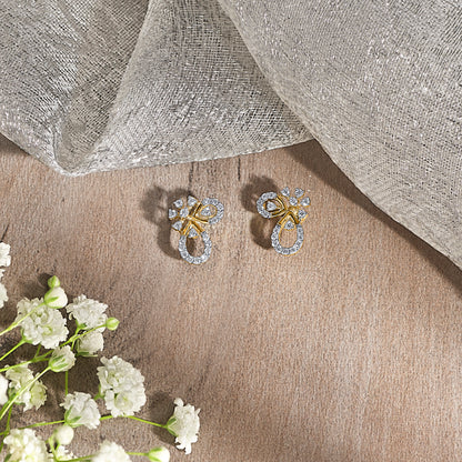 Orna Loop Gold & Diamond Stud Earring