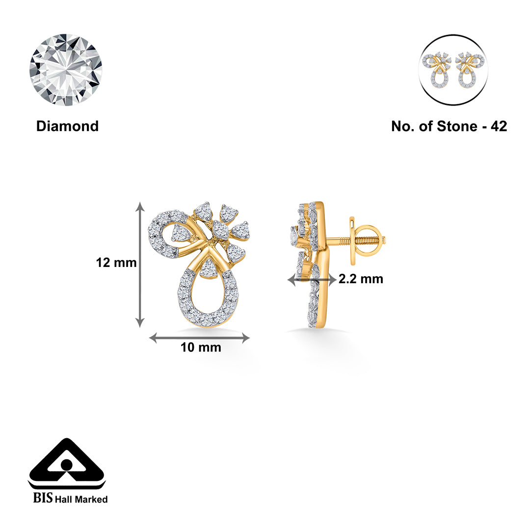 orna loop gold & diamond stud earring