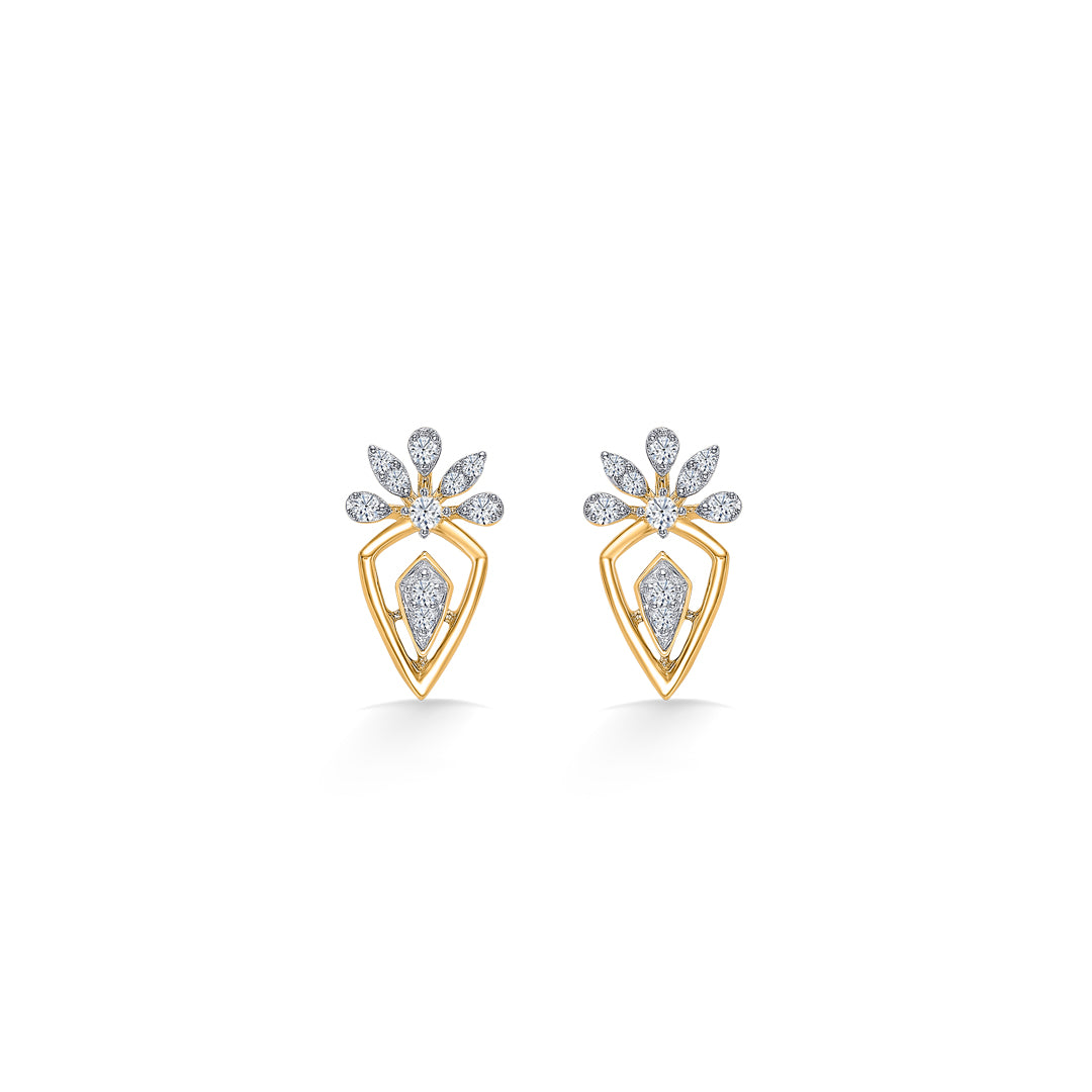 Crystal Crown Gold & Diamond Stud Earring