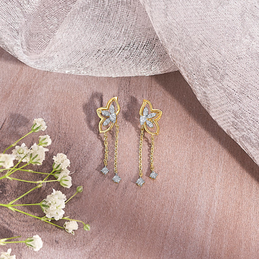 Floral Gold & Diamond Drops & Dangler Earring For Women