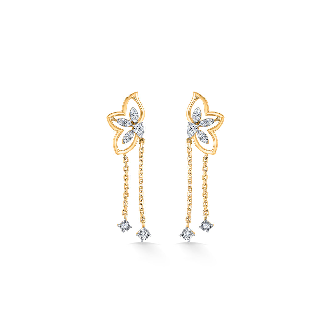 Floral Gold & Diamond Drops & Dangler Earring For Women