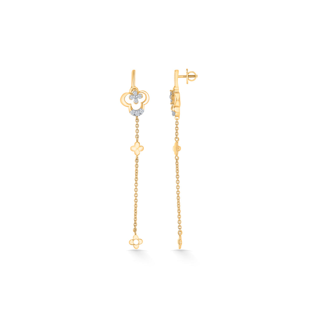 noorline gold & diamond drops & dangler earring