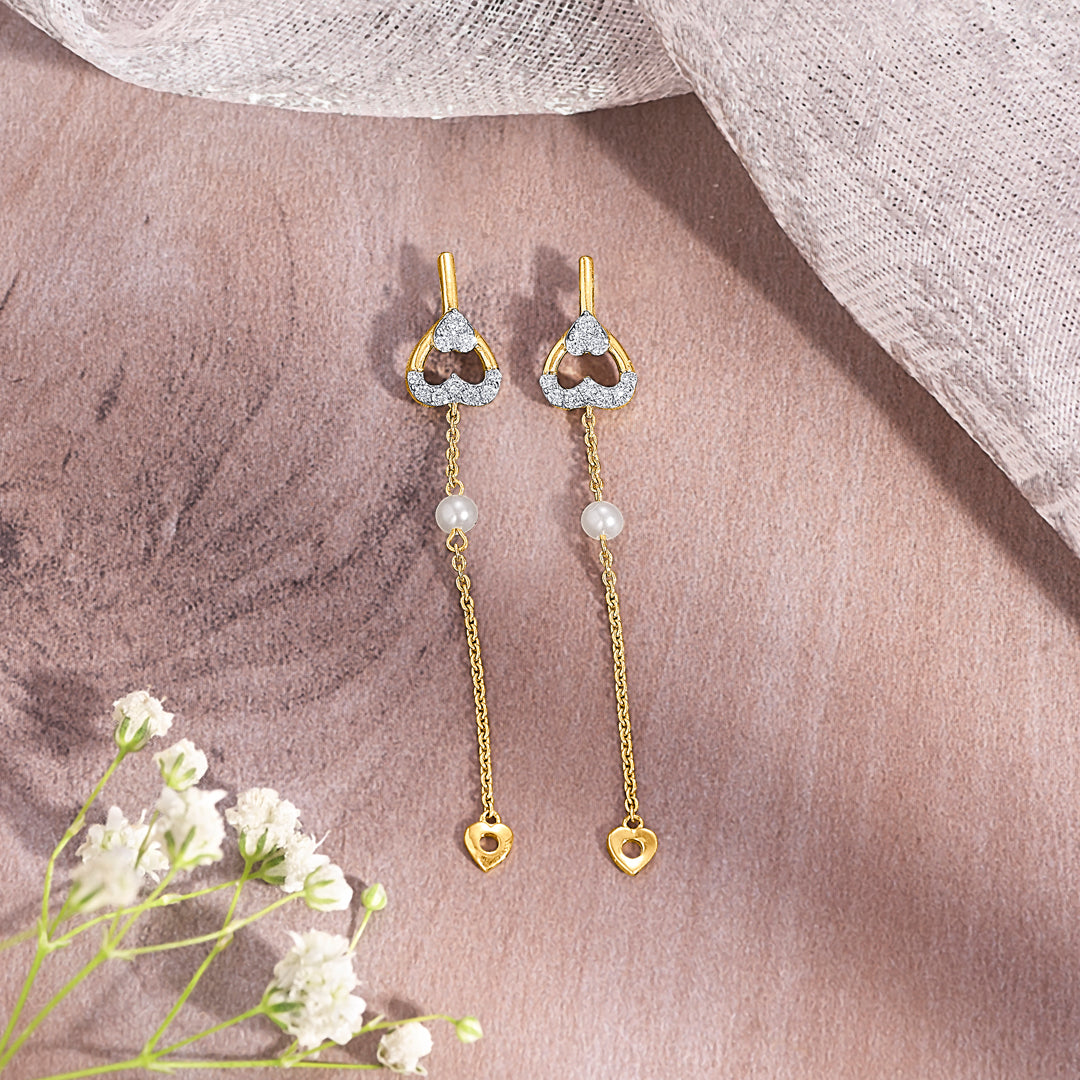 heartline gold & diamond drops & dangler earring