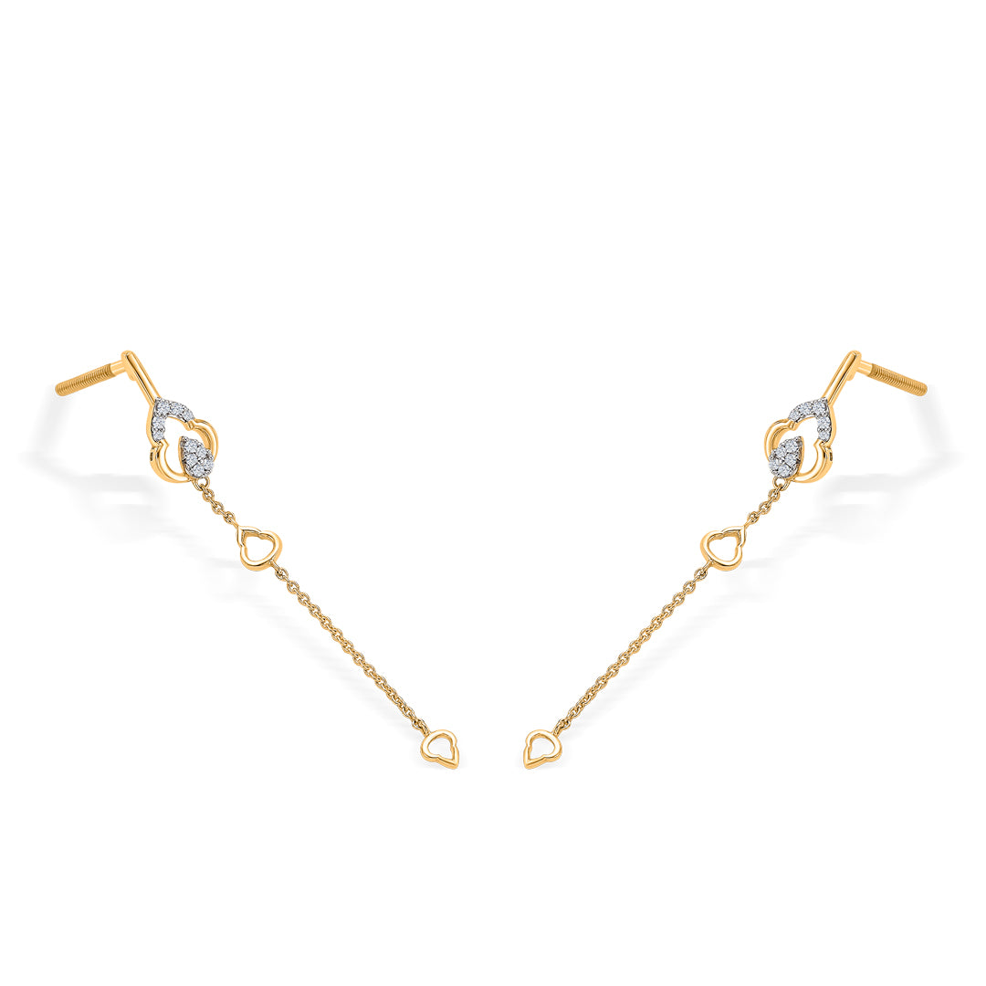 trilune trails gold & diamond drops & dangler earring