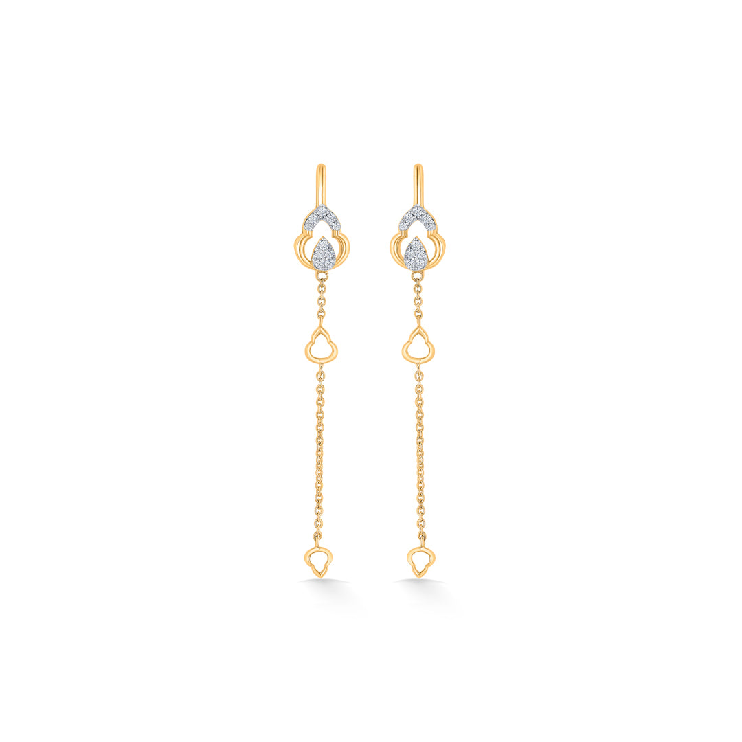 trilune trails gold & diamond drops & dangler earring