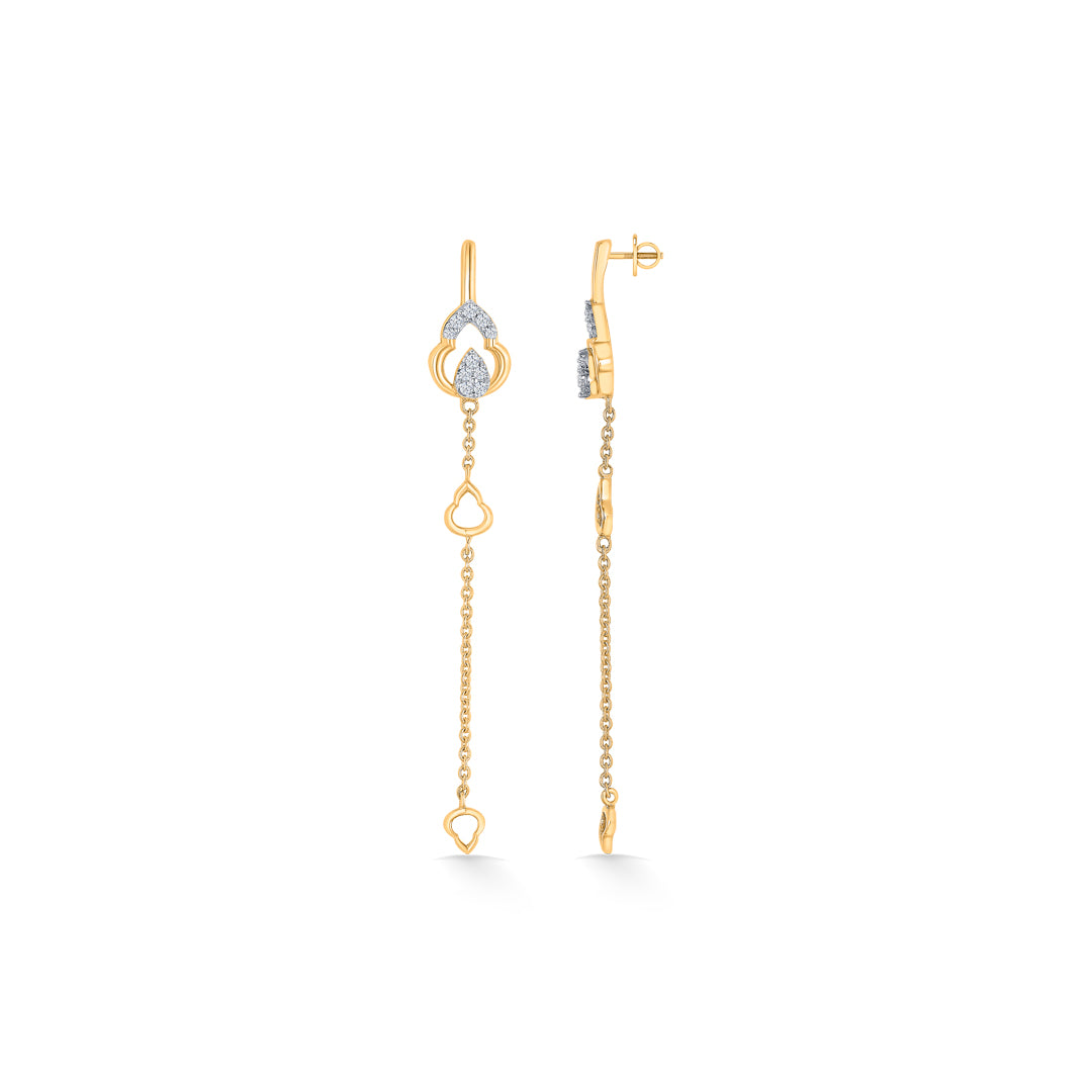 trilune trails gold & diamond drops & dangler earring
