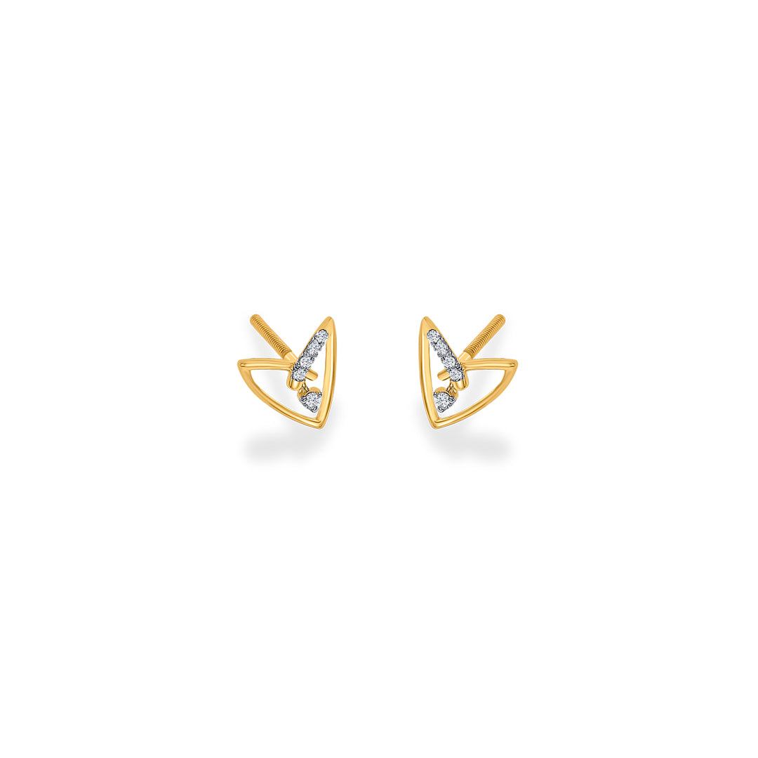 heart gold & diamond stud earring for women