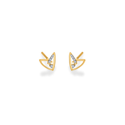 Heart Gold & Diamond Stud Earring For Women