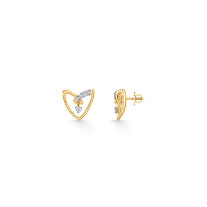 Heart Gold & Diamond Stud Earring For Women