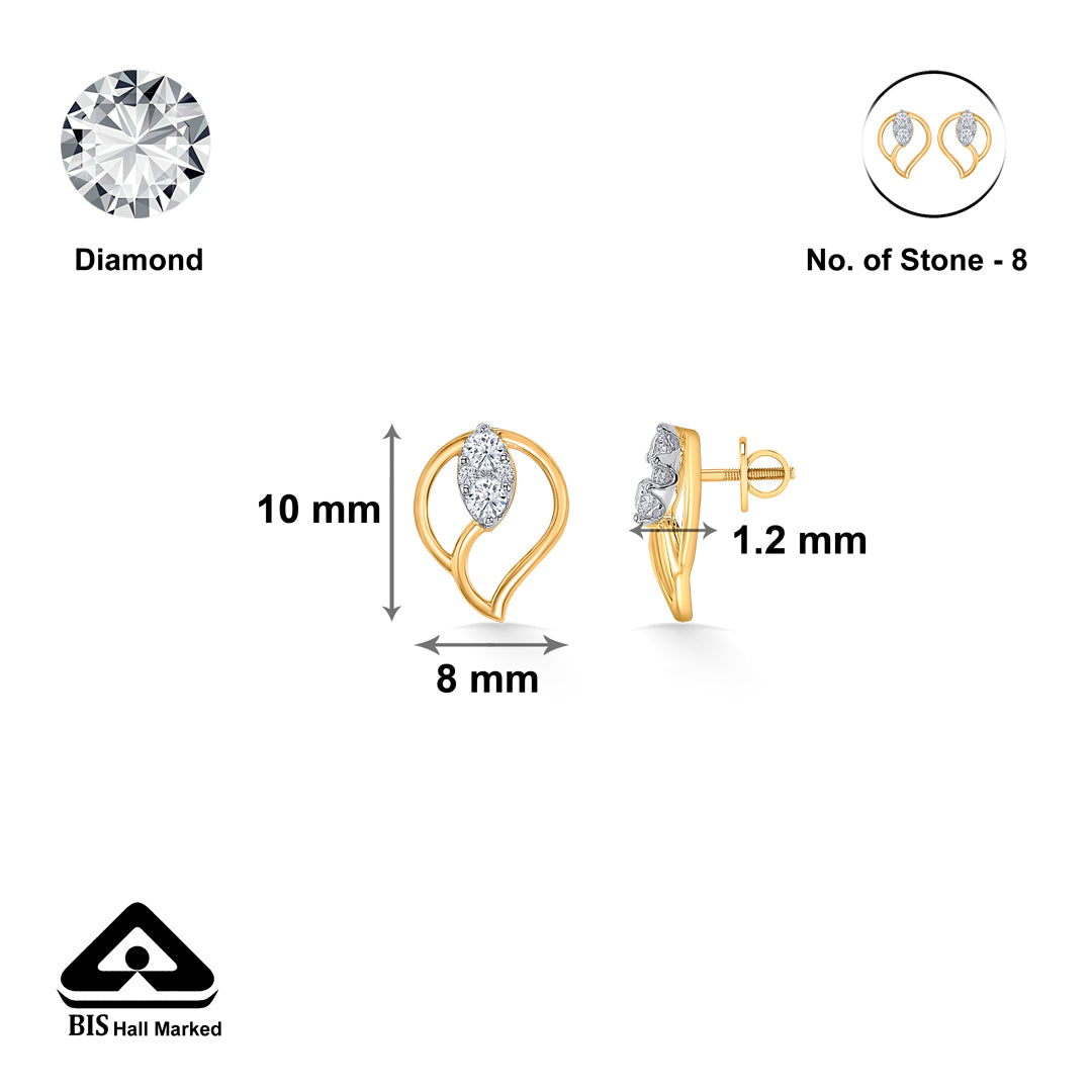 nova gold & diamond stud earring for women