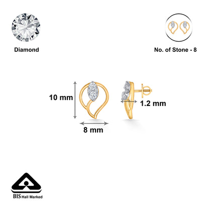 Nova Gold & Diamond Stud Earring For Women