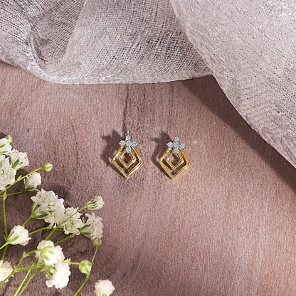 Florangle Spark Glow Gold & Diamond Stud Earring