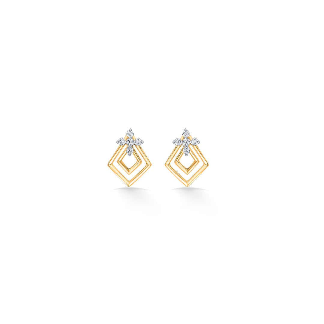 Florangle Spark Glow Gold & Diamond Stud Earring