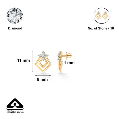 Florangle Spark Glow Gold & Diamond Stud Earring
