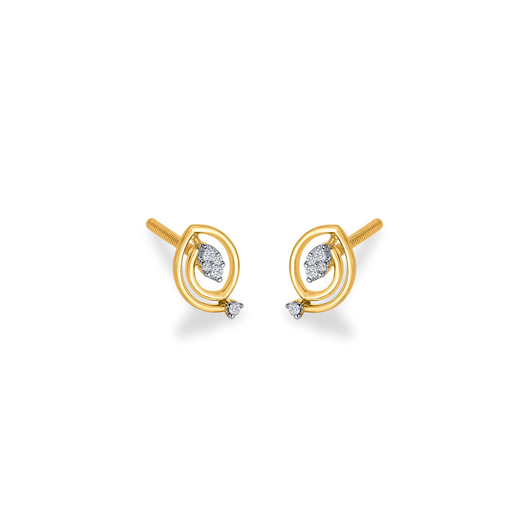 charming looplets glow gold & diamond stud earring