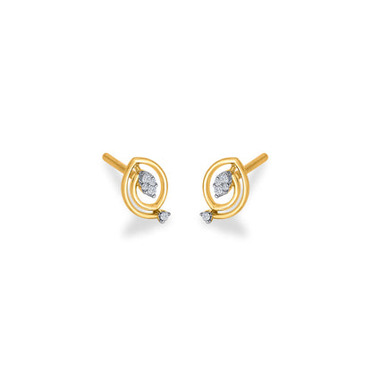 Charming Looplets Glow Gold & Diamond Stud Earring