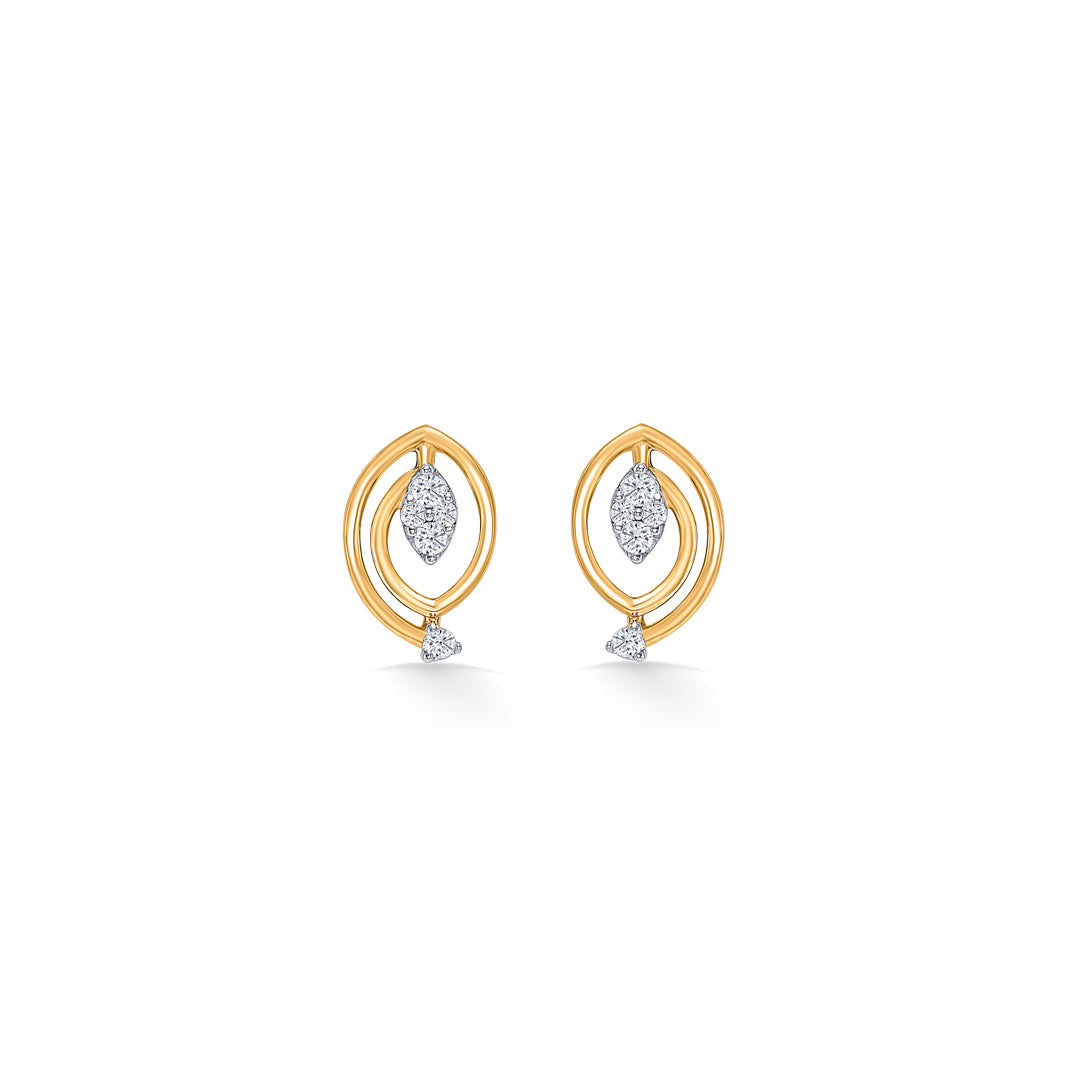 Charming Looplets Glow Gold & Diamond Stud Earring