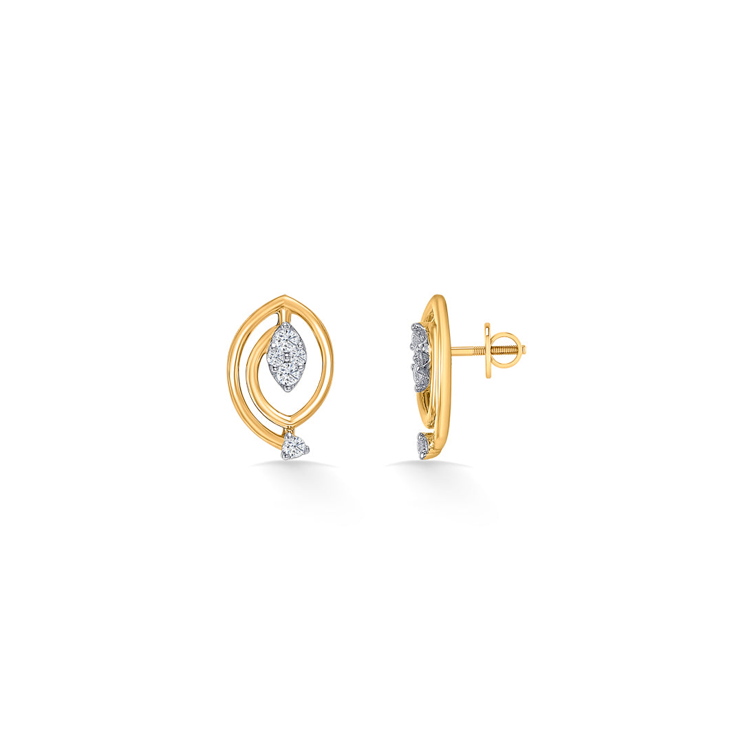 charming looplets glow gold & diamond stud earring