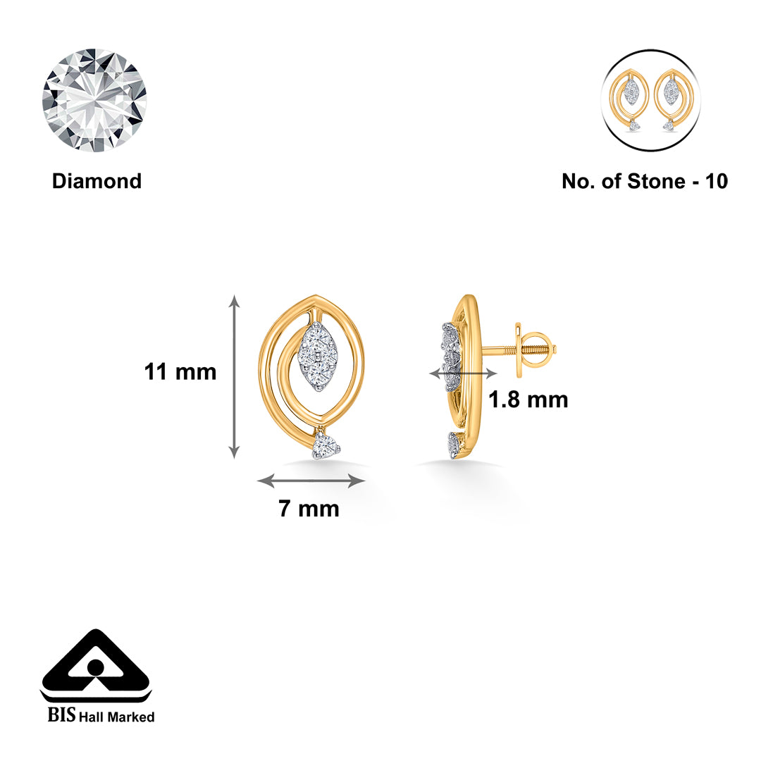 charming looplets glow gold & diamond stud earring