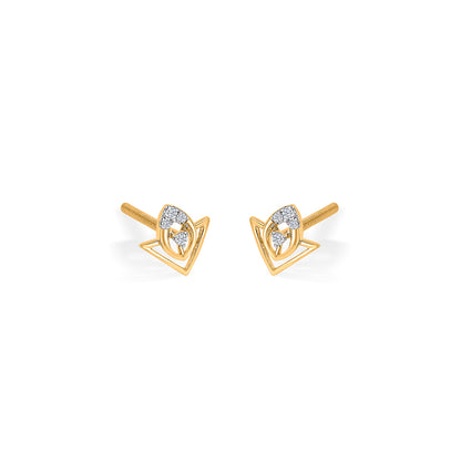 TriFlare Bloom Glow Gold & Diamond Stud Earring