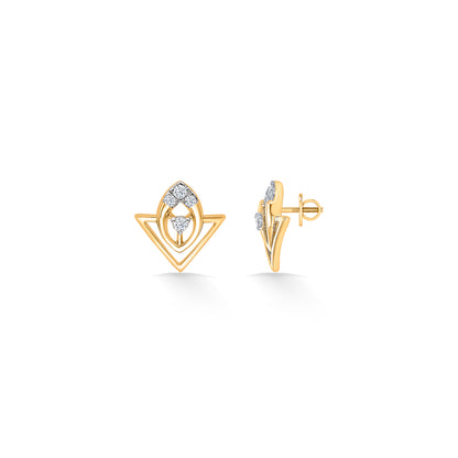 TriFlare Bloom Glow Gold & Diamond Stud Earring