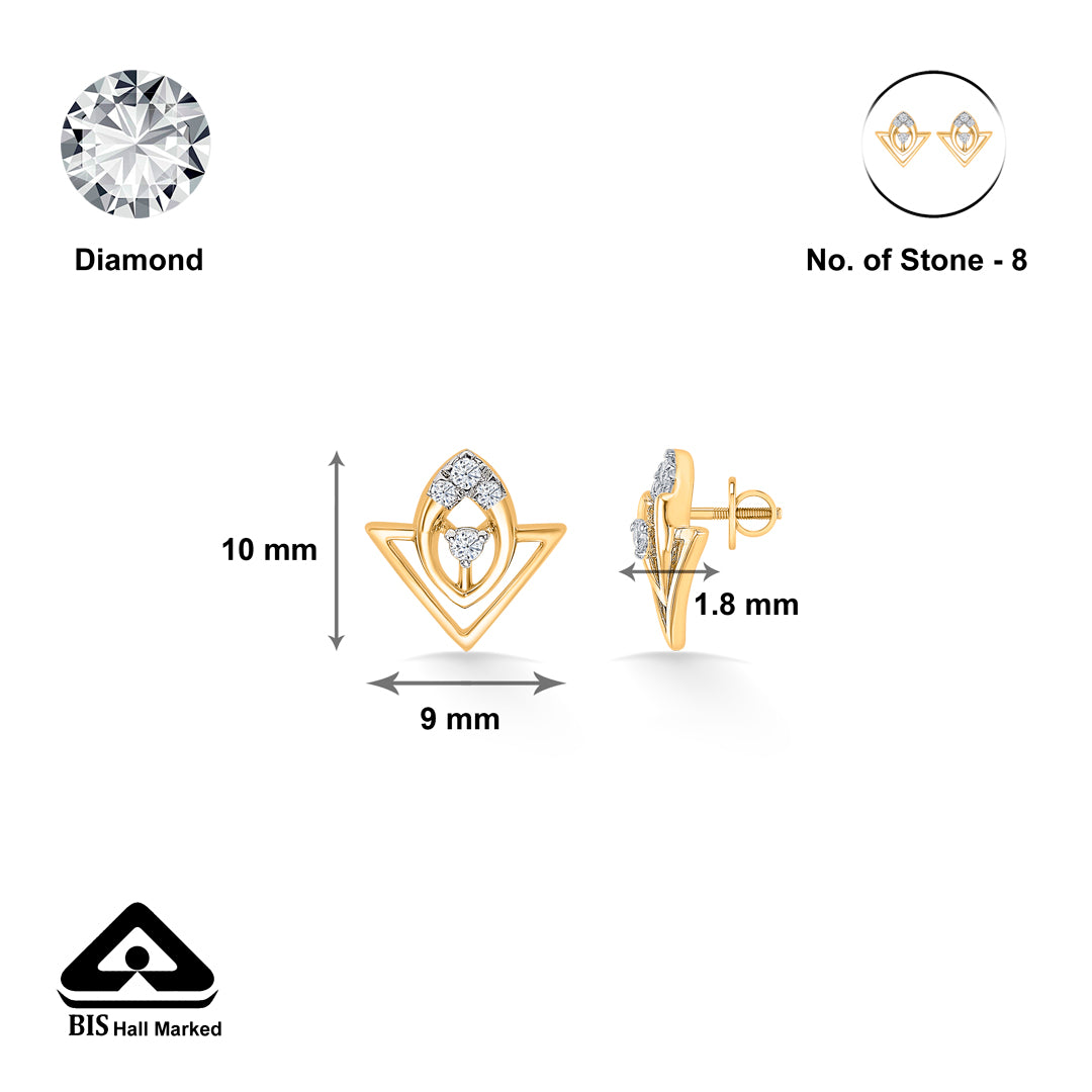 triflare bloom glow gold & diamond stud earring