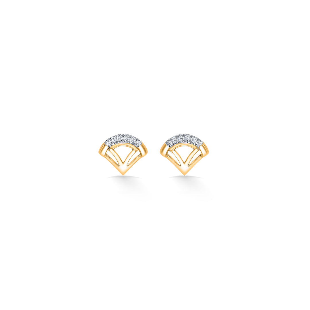 Halo Fanthom Glow Gold & Diamond Stud Earring