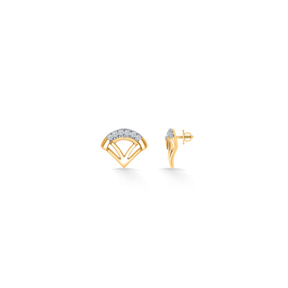 Halo Fanthom Glow Gold & Diamond Stud Earring