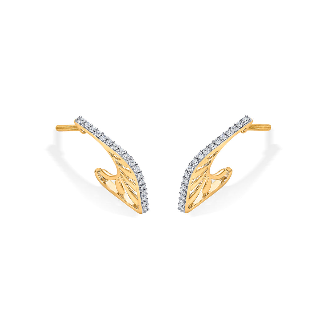 leaf gold & diamond hoops & huggies earring for women