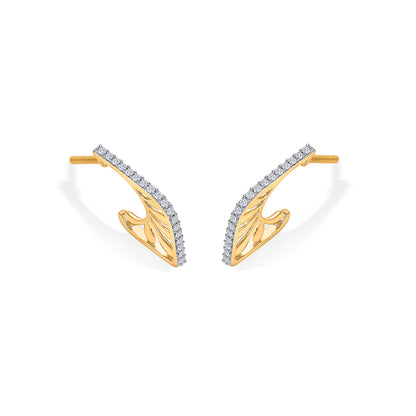 Leaf Gold & Diamond Hoops & Huggies Earring For Women