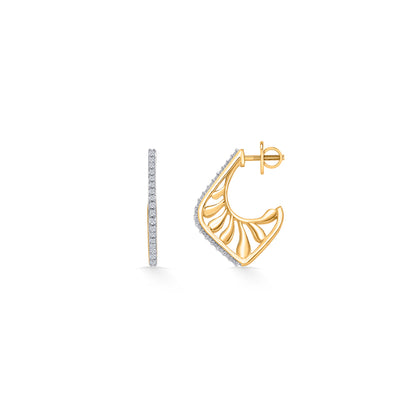 Leaf Gold & Diamond Hoops & Huggies Earring For Women