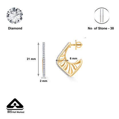 Leaf Gold & Diamond Hoops & Huggies Earring For Women