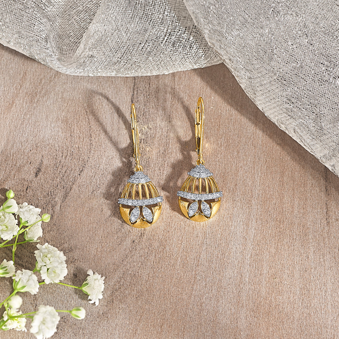 opulent gold & diamond drops & dangler earring for women