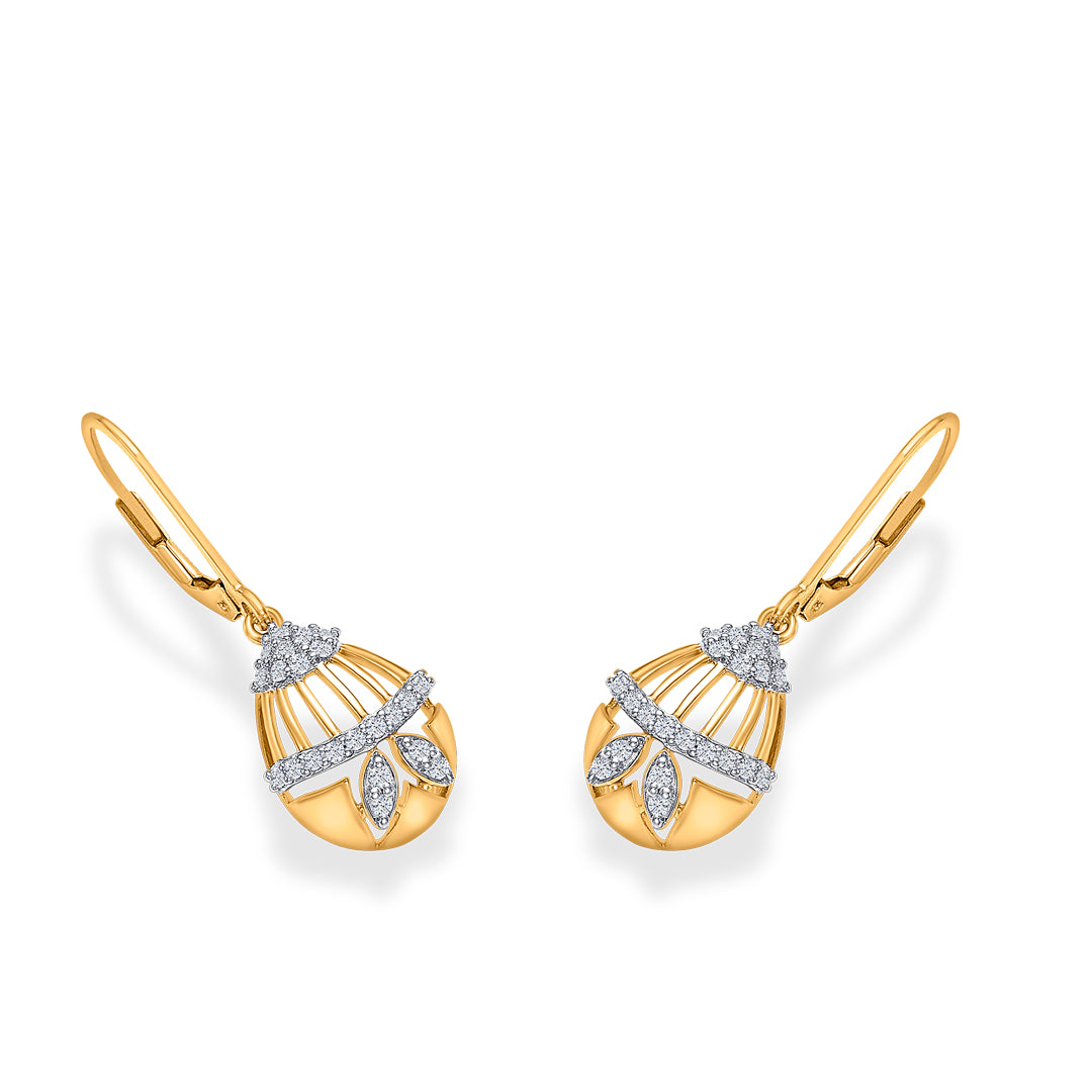opulent gold & diamond drops & dangler earring for women