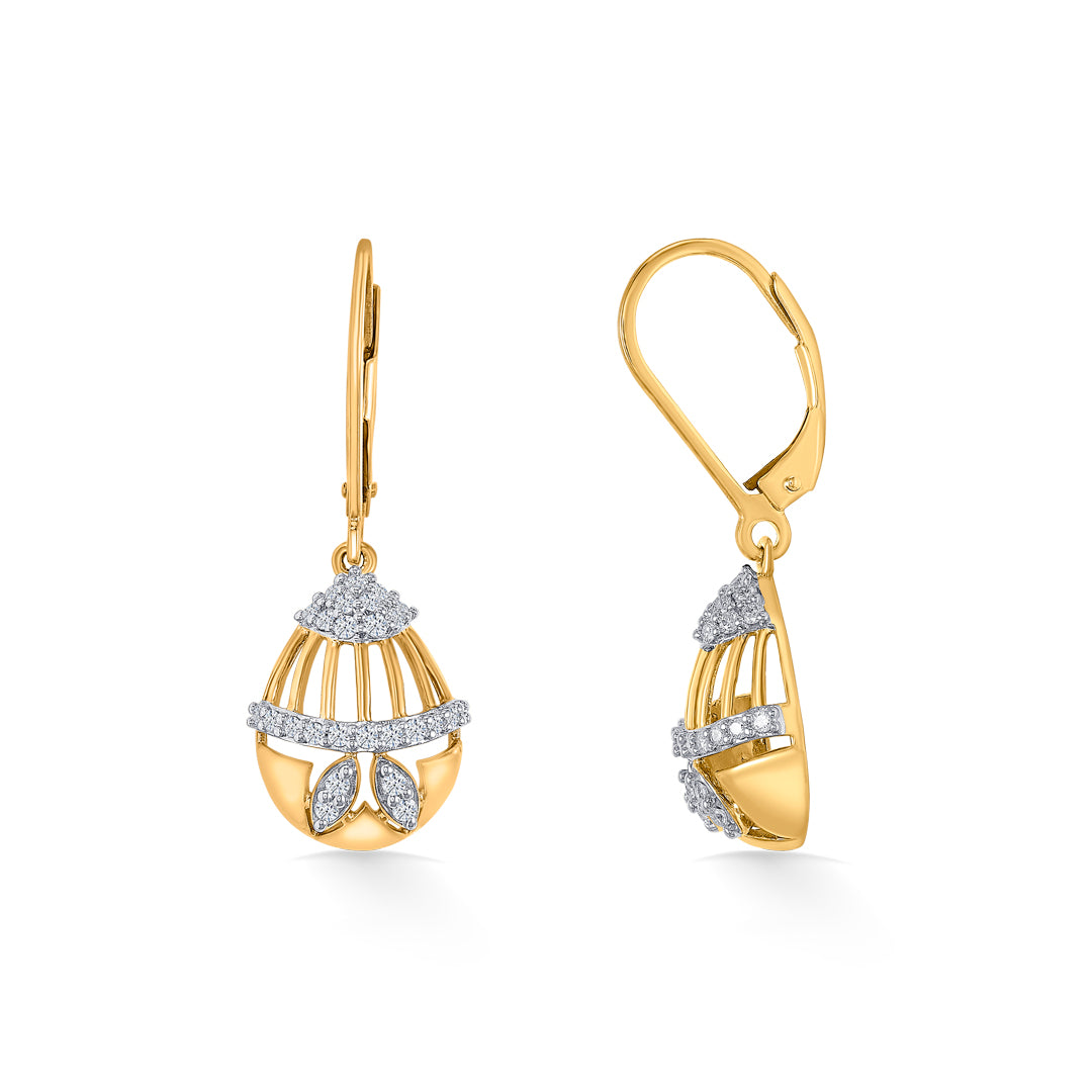 opulent gold & diamond drops & dangler earring for women