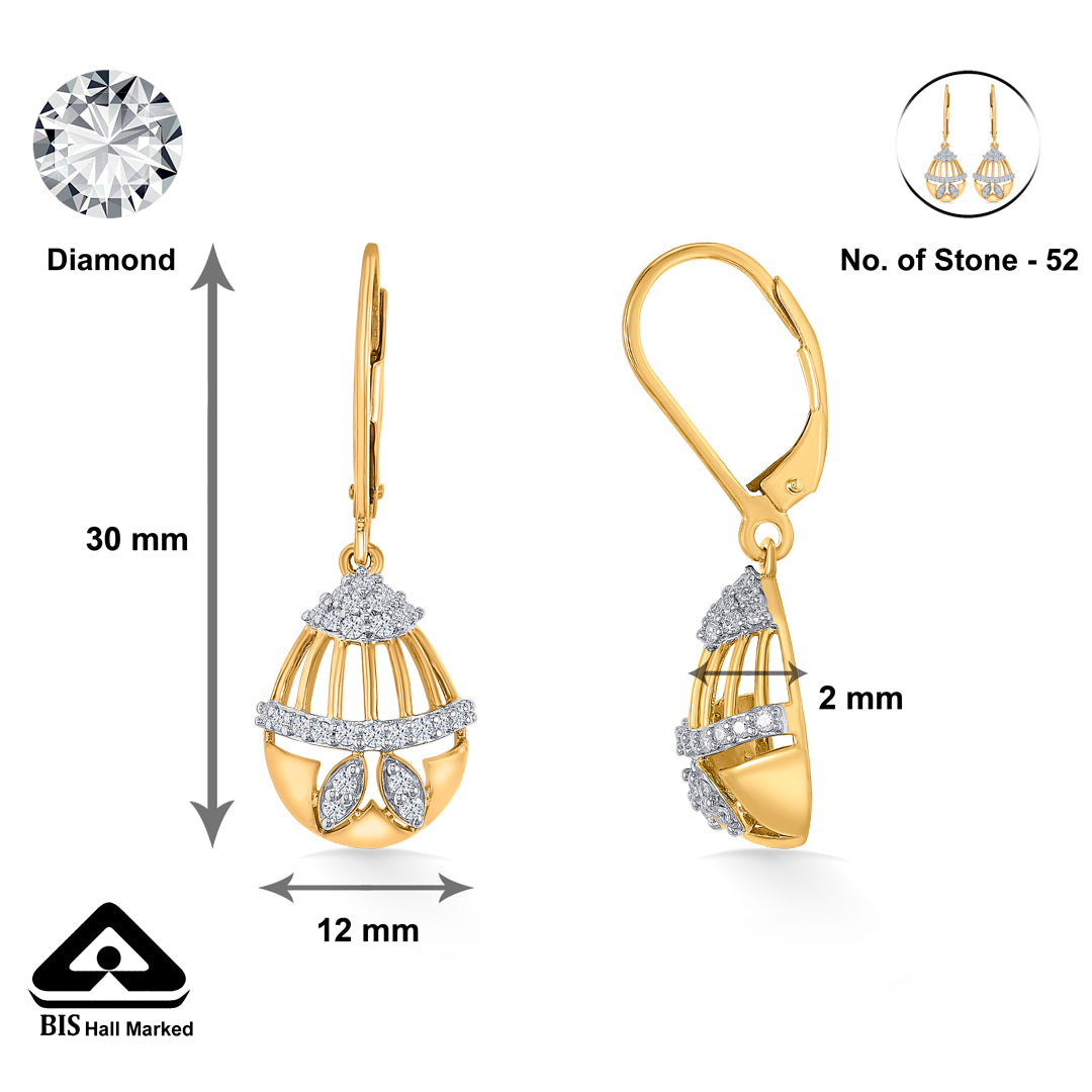 opulent gold & diamond drops & dangler earring for women