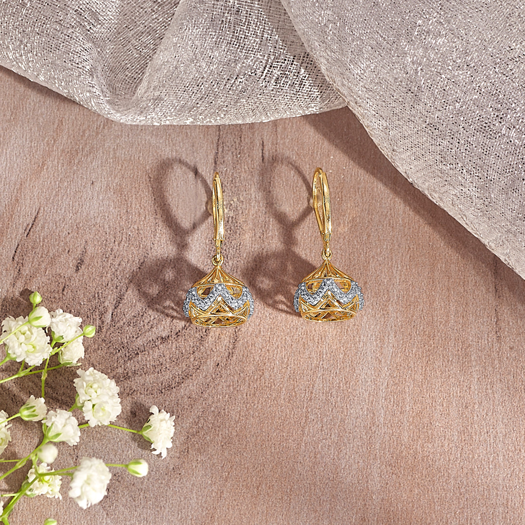 Nova Gold & Diamond Jhumka Earring For Women