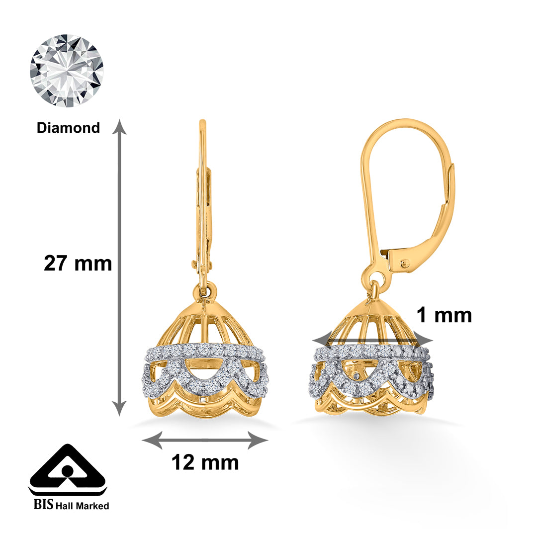opulent gold & diamond jhumka earring for women