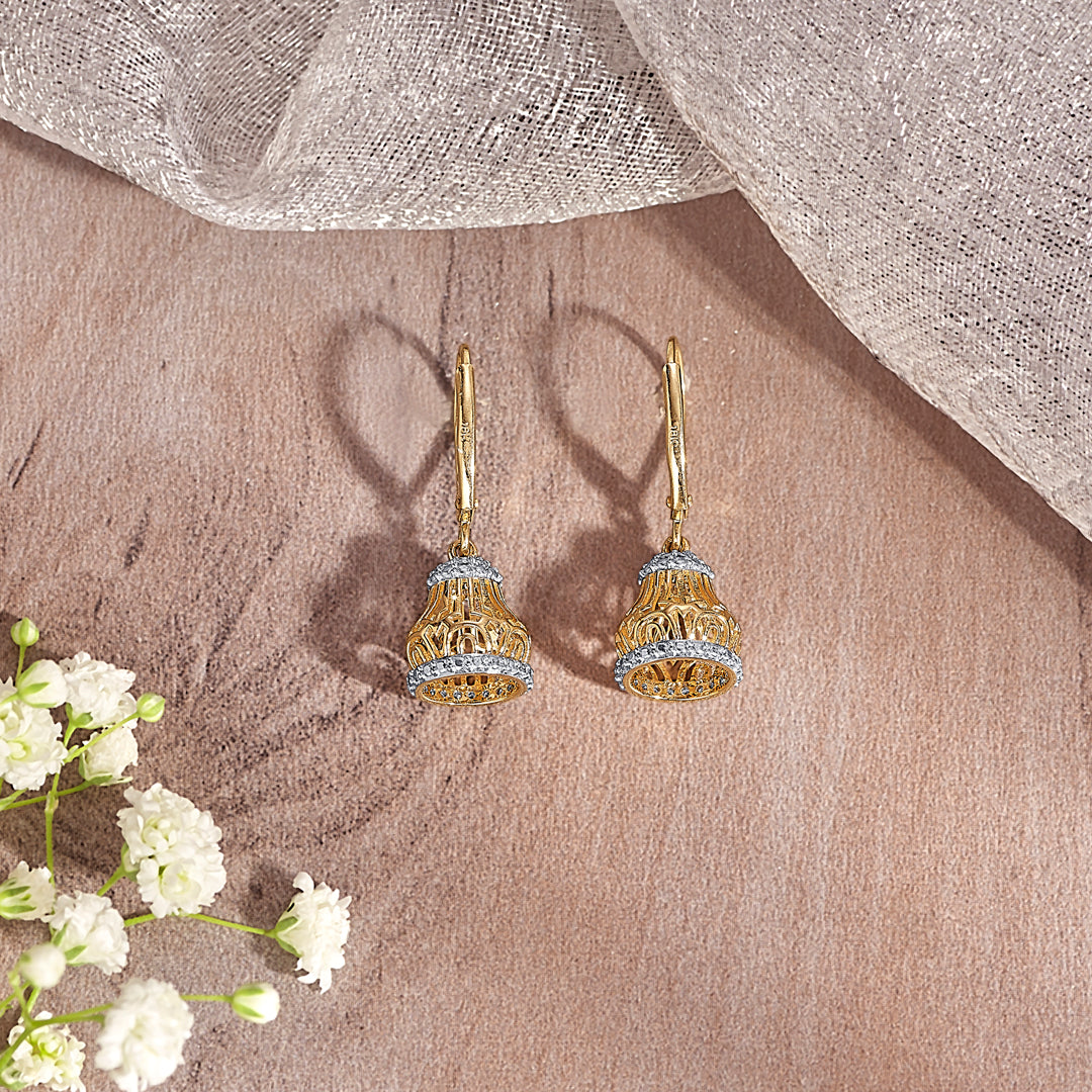 glimmer bell  gold & diamond jhumka earring